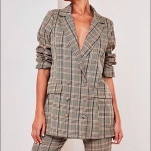 Missguided Plaid Oversized Granddad Blazer